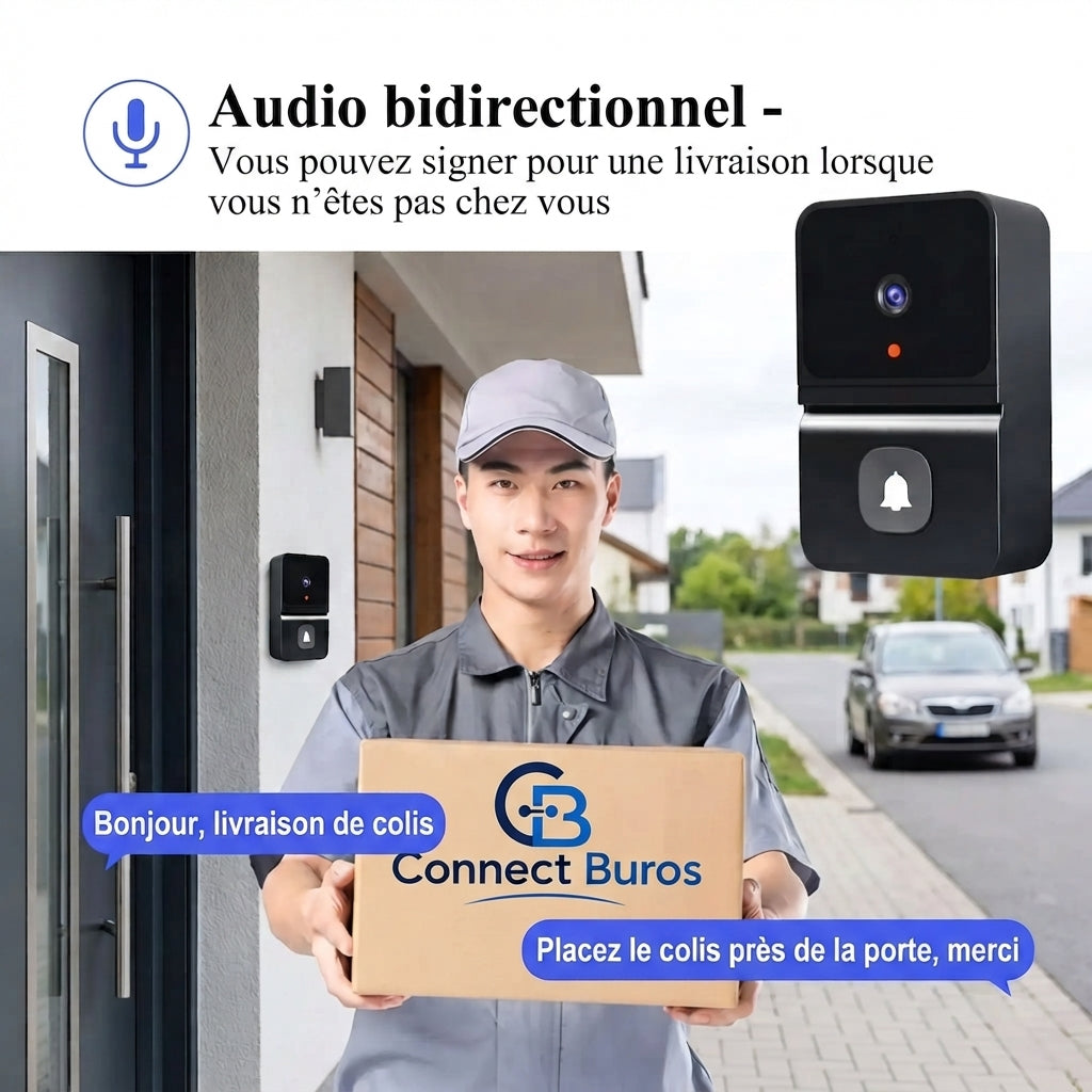 Sonnette sans fil Wi-Fi avec caméra HD extérieure