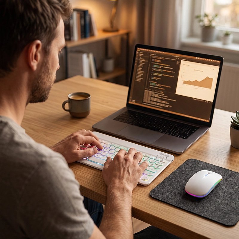 Clavier sans fil Ergonomie et style : le clavier rétroéclairé connecté à l'ordinateur portable