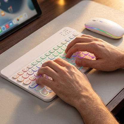 Clavier sans fil personne en train de taper sur un clavier blanc sans fil
