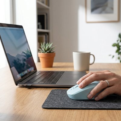 Souris sans fil, Setup de télétravail : la souris sans fil turquoise 